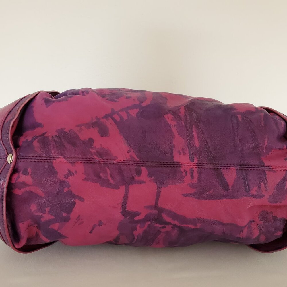 Kooba Leather Purse Hobo Handbag purple navy blue fuscia pink painted tie dyed - Picture 12 of 16